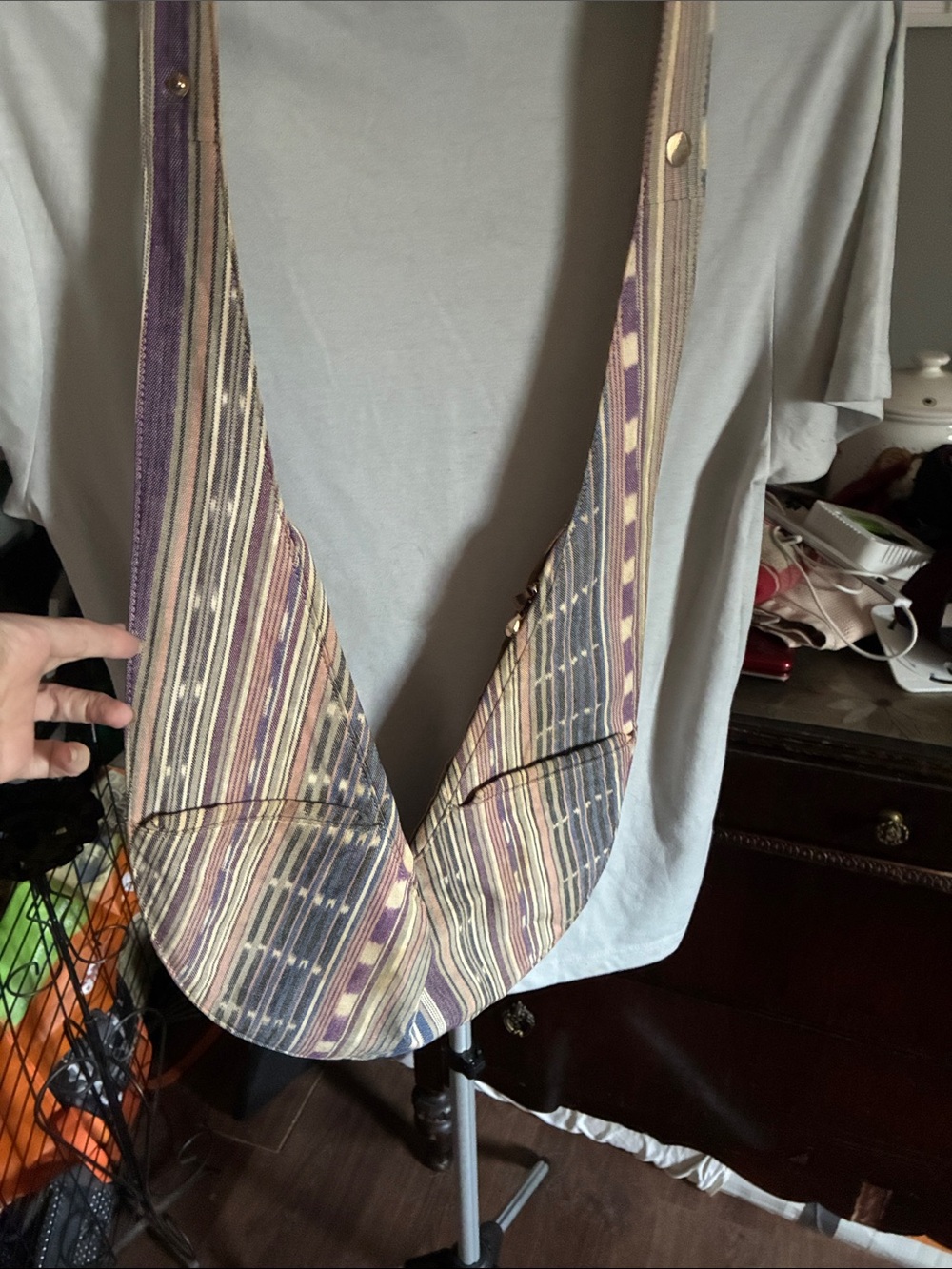 Boho Handwoven Crossbody Bag in Purple and Cream